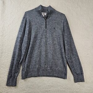 Penguin Munsingwear Pullover Quarter Zip Men's Large Heather Blue 100% Cotton